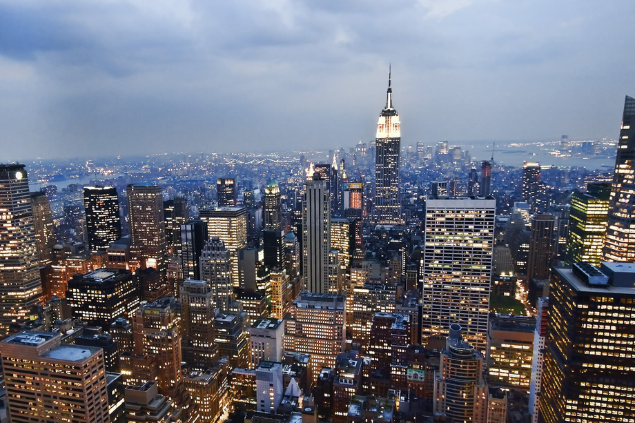 Large view of the empire state building from the rockefeller center observation deck nyc 18 august 2009